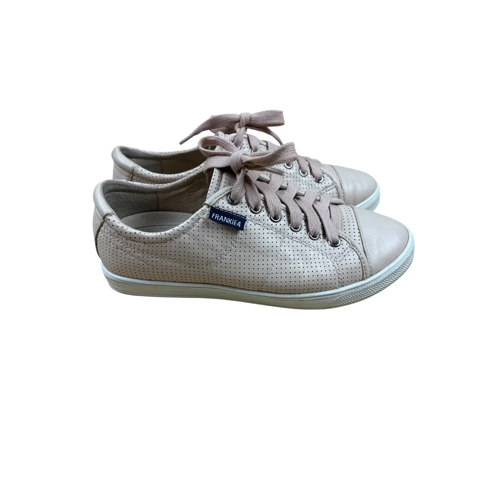 Frankie4 NAT II Blush Perforated Leather Low Top Sneakers Womens Size 6 - Picture 2 of 6
